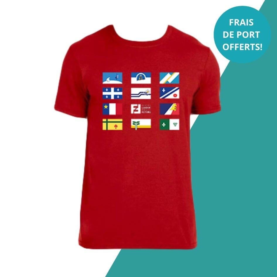 T-shirt rouge unisexe drapeaux francophones