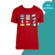 red t-shirt Francophone flags